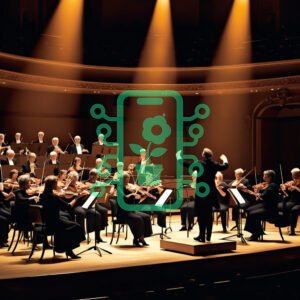 Symphony Orchestra Performing Under Golden Spotlights
