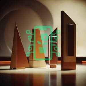 Modern Abstract Geometric Sculptures in Warm Tones