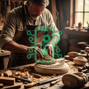Master Craftsman Carving Intricate Wooden Design