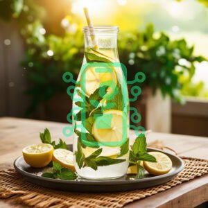 Refreshing Lemon Mint Water in a Glass Bottle