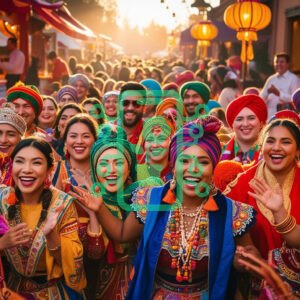 Colorful Cultural Festival Celebration at Sunset