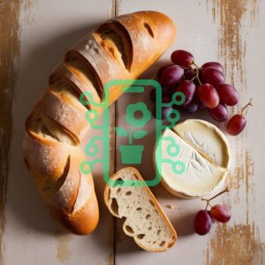 Fresh Baguette with Cheese and Grapes