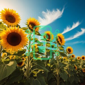 Bright Sunflowers Reaching Toward the Blue Sky