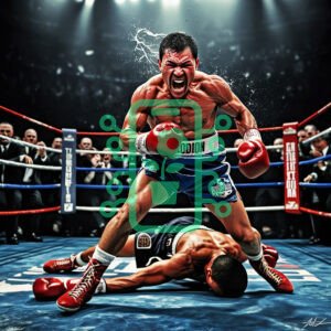 Boxer Celebrates Victory After a Knockout Punch