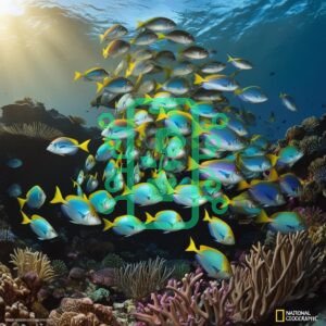 Colorful School of Fish in a Coral Reef