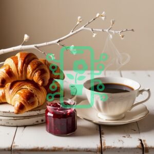Morning Croissants with Coffee and Berry Jam
