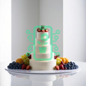 Elegant Tiered Cake Decorated with Fresh Fruits