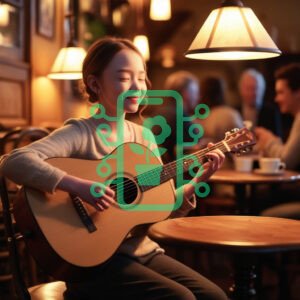 Young Guitarist Performing in a Cozy Café Atmosphere