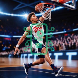 Basketball Player Dunking During a High-Energy Game