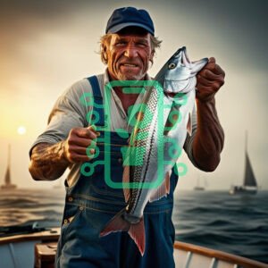 Experienced Fisherman Holding a Fresh Catch at Sea