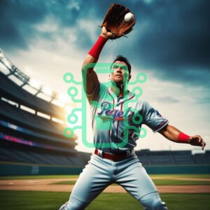 Baseball Player Making a Catch Under the Spotlight