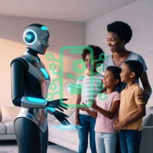 Family Interacting with a Friendly Robot in Their Home
