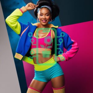 Vibrant Retro Fitness Look with Neon Colors