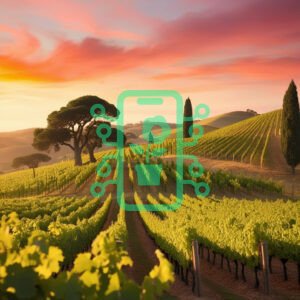Vibrant Vineyard at Sunset in Rolling Hills