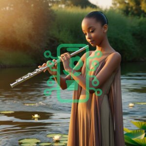 Flutist Performing Elegantly by a Tranquil River