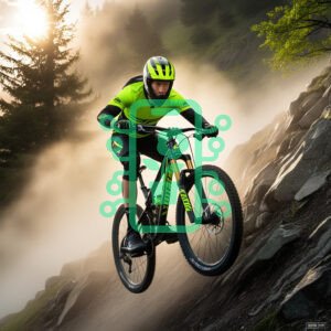 Mountain Biker in Action on Rugged Terrain