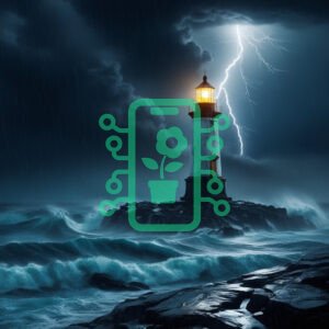 Lighthouse Illuminated During a Thunderstorm