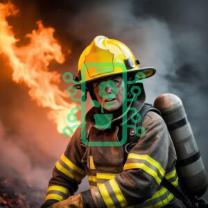 Brave Firefighter Battling Flames in Action