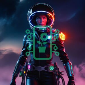 Futuristic Astronaut in High-Tech Space Suit