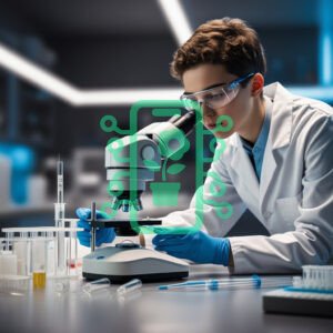 Young Scientist Using a Microscope in a Lab