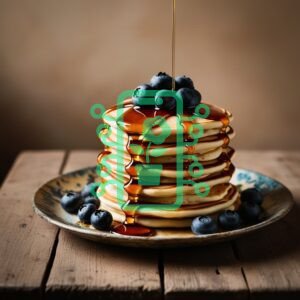 Fluffy Pancakes with Blueberries and Maple Syrup