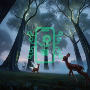 Magical Forest with Winged Deer at Dusk