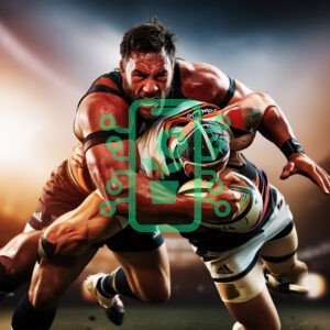 Intense Rugby Tackle in Action