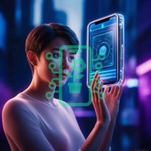 Person Interacting with a Futuristic Transparent Phone