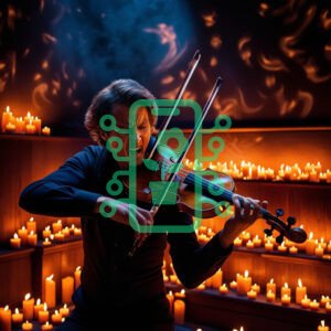 Passionate Violin Performance in a Candlelit Setting