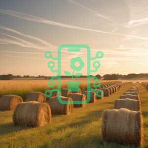 Golden Hay Bales in a Peaceful Sunset Field