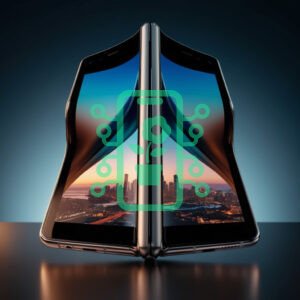 Foldable Smartphone with Dual Screens Displaying City