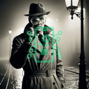 Detective Investigating Under a Streetlamp at Night