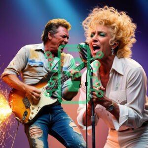 Dynamic Rock Duo Performing with Passion on Stage