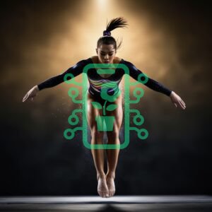 Gymnast in Mid-Air Performing a Routine