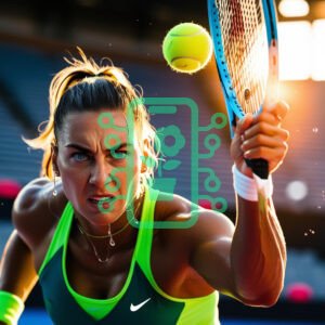 Tennis Player Preparing to Strike the Ball with Power