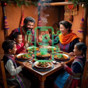 Family Celebrating with Traditional Feast