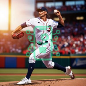 Baseball Pitcher Throwing a Fastball in the Stadium