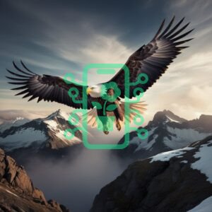 Bald Eagle Soaring Over Snowy Mountains