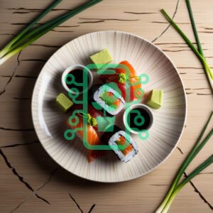 Assorted Sushi Platter with Soy Sauce and Wasabi