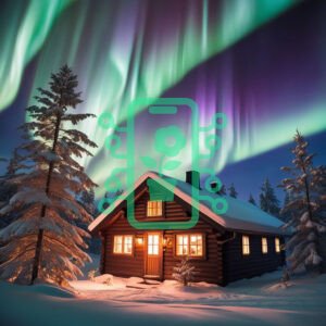 Cozy Cabin Under the Northern Lights in Winter