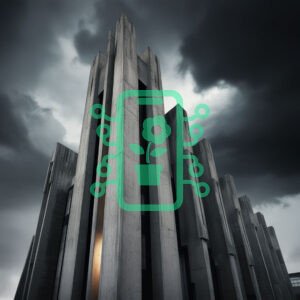 Brutalist Architecture Under Stormy Skies