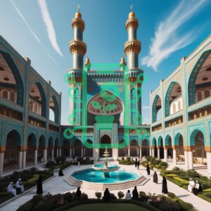 Beautiful Courtyard of an Ornate Islamic Mosque